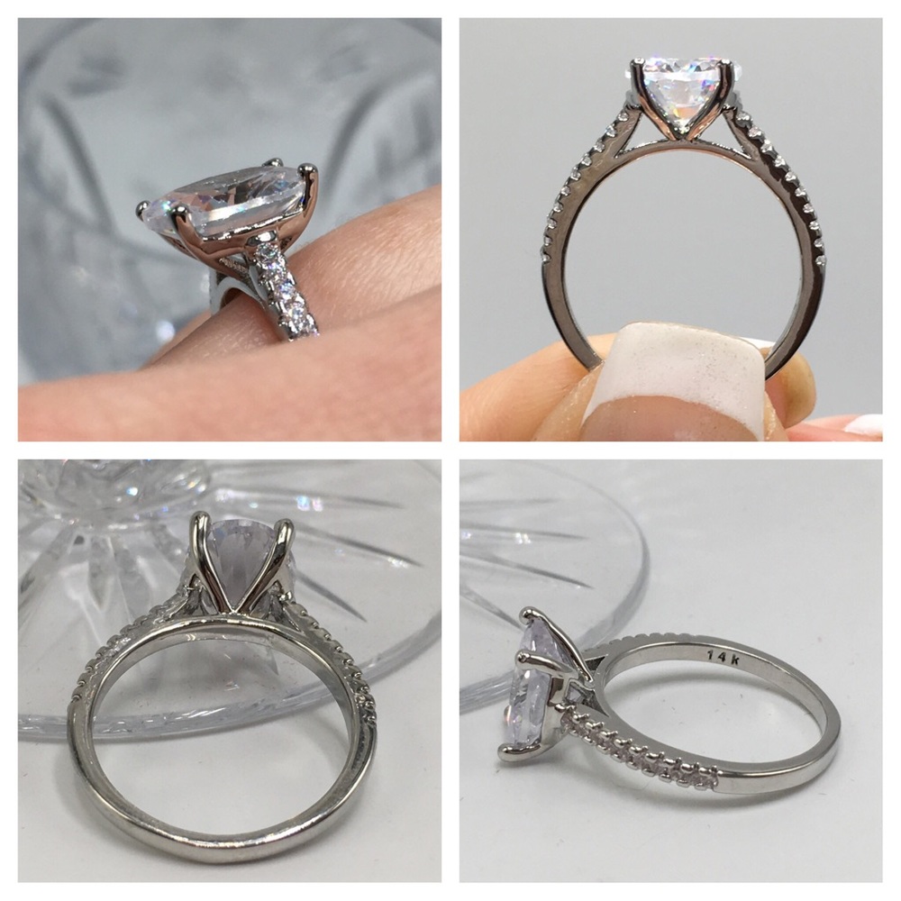 14k white gold engagement ring wedding 2ct diamond - Picture 6 of 6